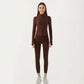 Long Sleeve Fitted Athletic Jacket with Full Zip Front Thumbhole Cuffs and Contoured Seams