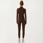 Long Sleeve Fitted Athletic Jacket with Full Zip Front Thumbhole Cuffs and Contoured Seams