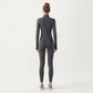 Long Sleeve Fitted Athletic Jacket with Full Zip Front Thumbhole Cuffs and Contoured Seams