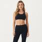 Ribbed Racerback Sports Bra with Scoop Neck and Medium Support
