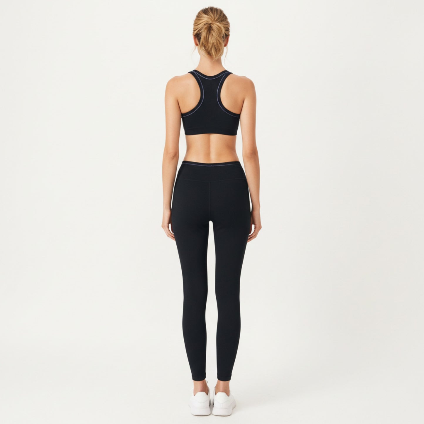 Ribbed Racerback Sports Bra with Scoop Neck and Medium Support