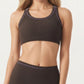 Ribbed Racerback Sports Bra with Scoop Neck and Medium Support