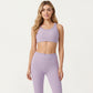 Ribbed Racerback Sports Bra with Scoop Neck and Medium Support