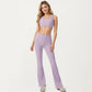 Ribbed Racerback Sports Bra with Scoop Neck and Medium Support