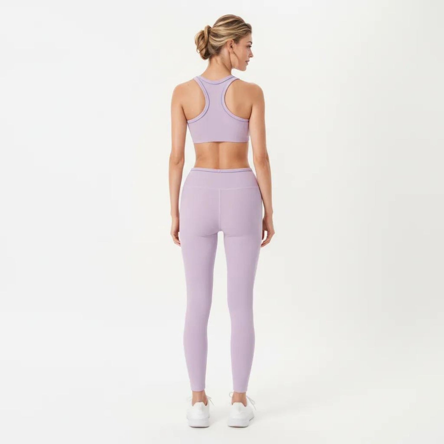 Ribbed Racerback Sports Bra with Scoop Neck and Medium Support