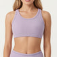 Ribbed Racerback Sports Bra with Scoop Neck and Medium Support