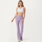 Ribbed Racerback Sports Bra with Scoop Neck and Medium Support