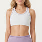 Ribbed Racerback Sports Bra with Scoop Neck and Medium Support