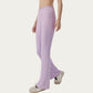 High Waist Ribbed Active Flare Pants with Stretch Performance Fabric