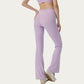 High Waist Ribbed Active Flare Pants with Stretch Performance Fabric