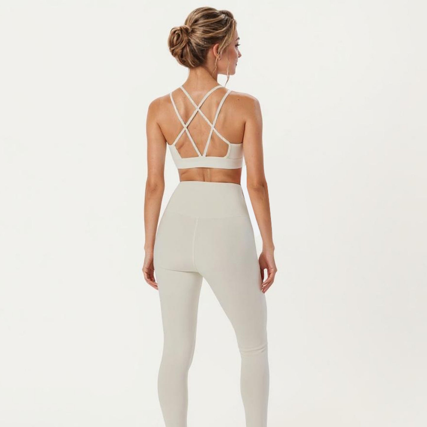V Neck Sports Bra with Cross Back Straps and Medium Support