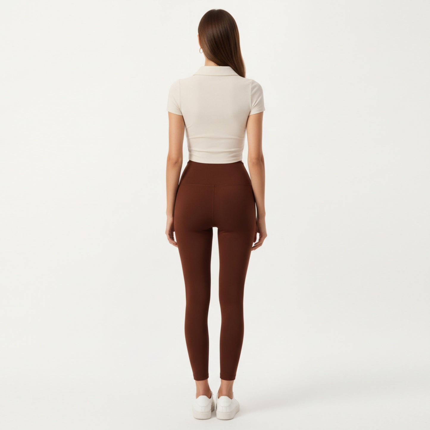 Short Sleeve Cropped Active Polo Top with Collared V Neck and Stretch Fit