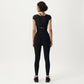 Short Sleeve Ribbed Active Crop Top with Scoop Neck and Back Strap Detail