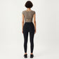 Short Sleeve Ribbed Active Crop Top with Scoop Neck and Back Strap Detail