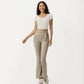 Short Sleeve Ribbed Active Crop Top with Scoop Neck and Back Strap Detail