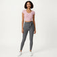 Short Sleeve Ribbed Active Crop Top with Scoop Neck and Back Strap Detail