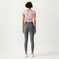 Short Sleeve Ribbed Active Crop Top with Scoop Neck and Back Strap Detail