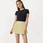 Short Sleeve Cropped Active Top with Open Back Tie Detail and Stretch Fit