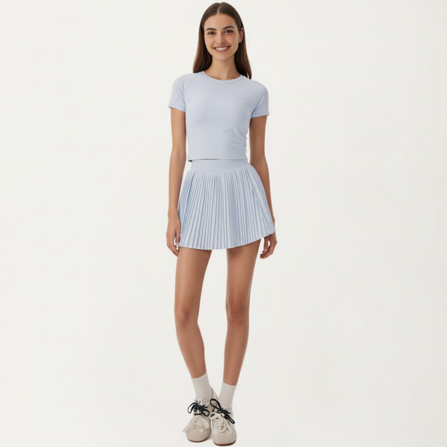 Short Sleeve Cropped Active Top with Open Back Tie Detail and Stretch Fit