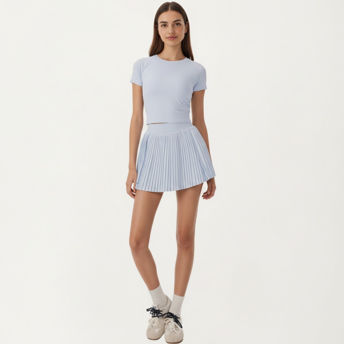 Short Sleeve Cropped Active Top with Open Back Tie Detail and Stretch Fit