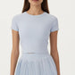 Short Sleeve Cropped Active Top with Open Back Tie Detail and Stretch Fit