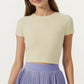 Short Sleeve Cropped Active Top with Open Back Tie Detail and Stretch Fit