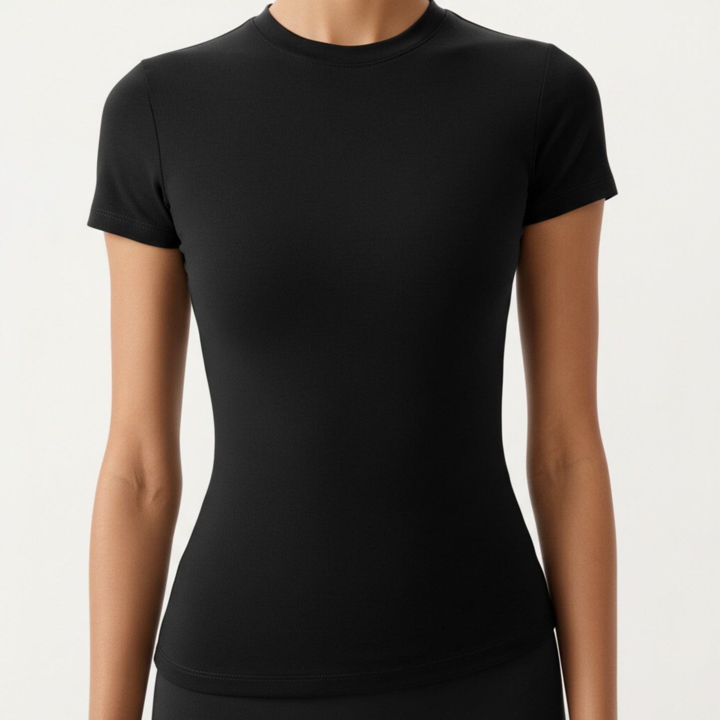 Short Sleeve Fitted Active T Shirt with Crew Neck and Stretch Performance Fabric