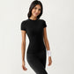 Short Sleeve Fitted Active T Shirt with Crew Neck and Stretch Performance Fabric