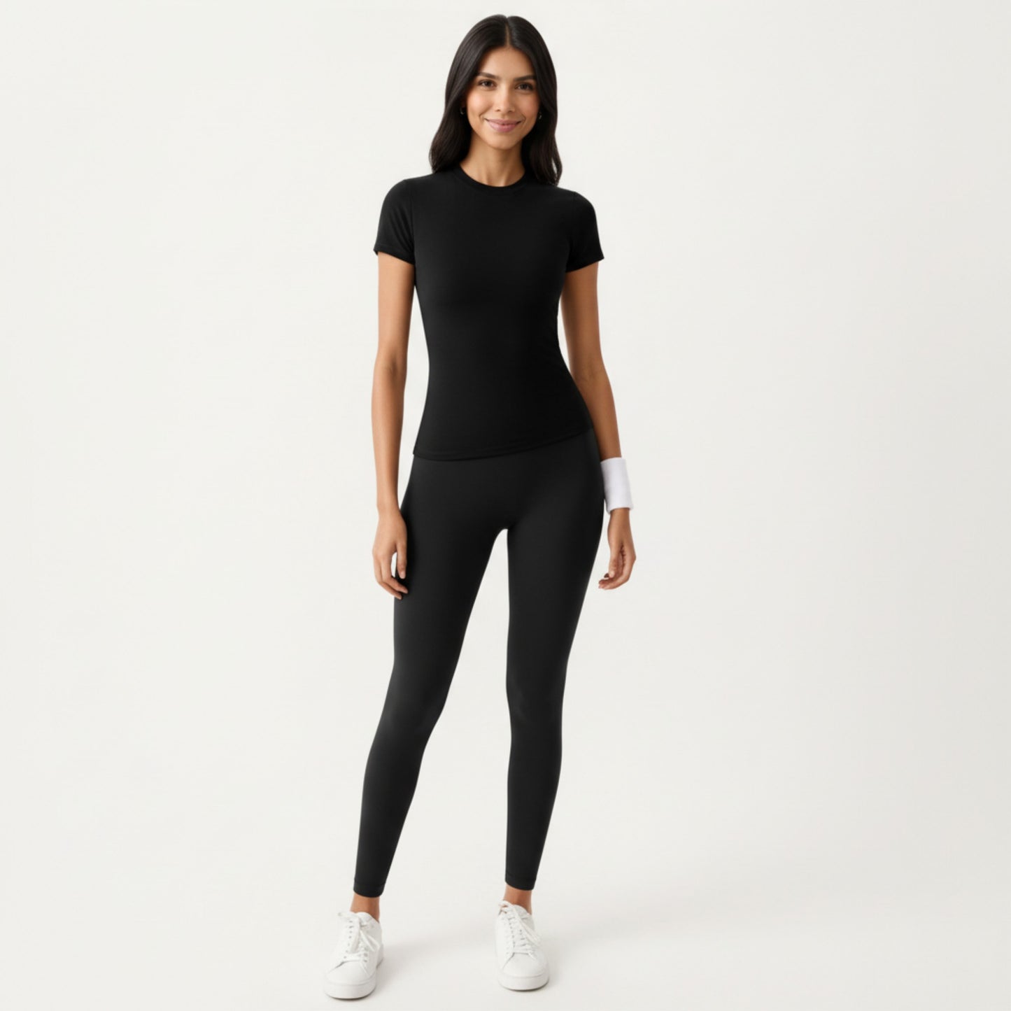 Short Sleeve Fitted Active T Shirt with Crew Neck and Stretch Performance Fabric