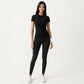 Short Sleeve Fitted Active T Shirt with Crew Neck and Stretch Performance Fabric