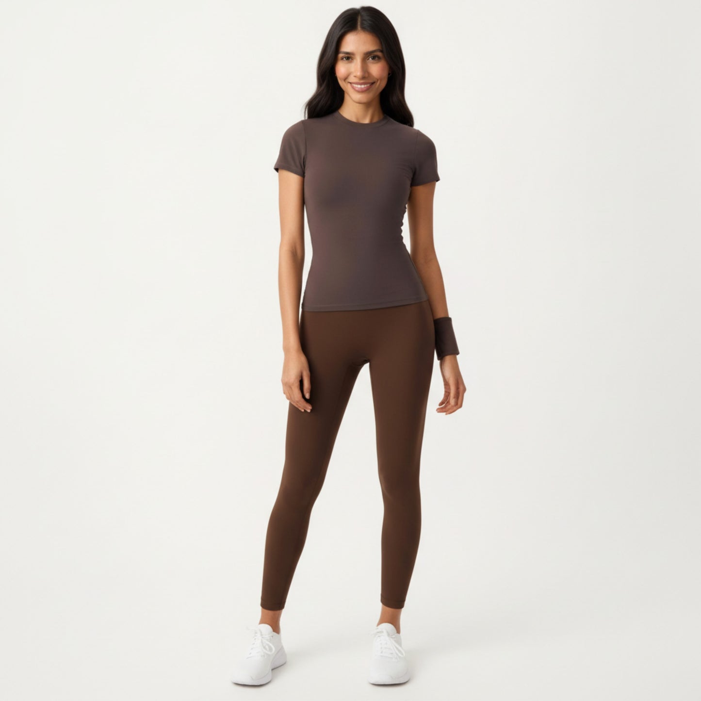 Short Sleeve Fitted Active T Shirt with Crew Neck and Stretch Performance Fabric