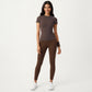 Short Sleeve Fitted Active T Shirt with Crew Neck and Stretch Performance Fabric