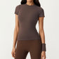 Short Sleeve Fitted Active T Shirt with Crew Neck and Stretch Performance Fabric