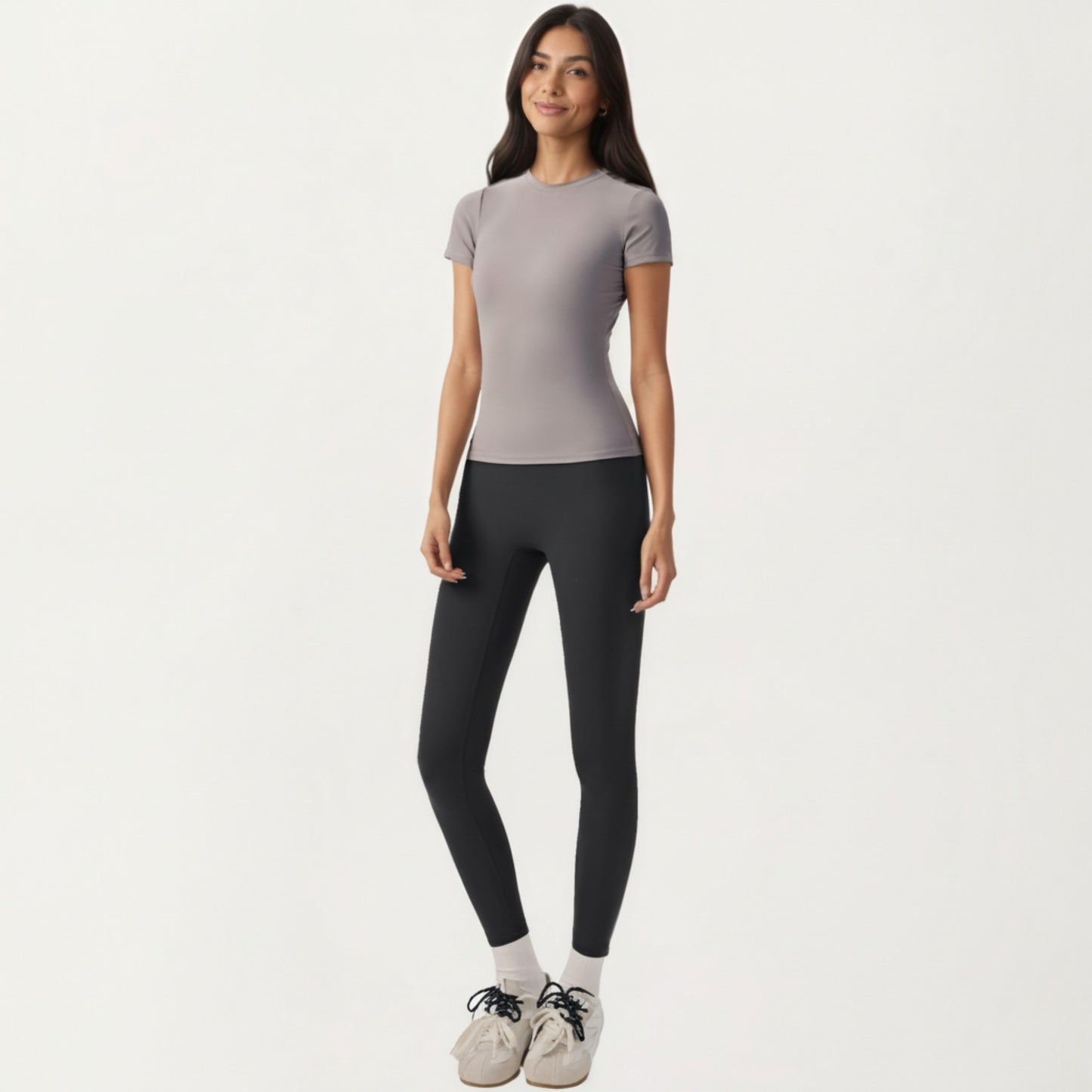 Short Sleeve Fitted Active T Shirt with Crew Neck and Stretch Performance Fabric