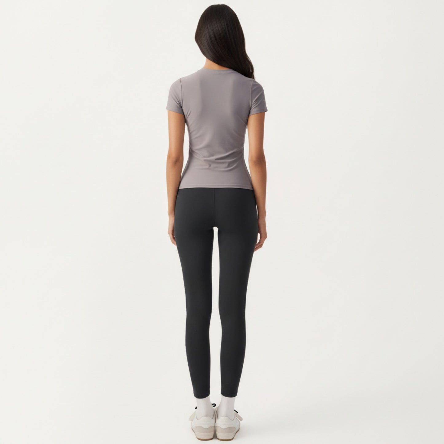 Short Sleeve Fitted Active T Shirt with Crew Neck and Stretch Performance Fabric