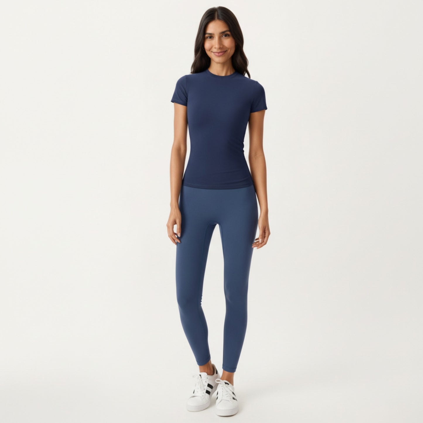 Short Sleeve Fitted Active T Shirt with Crew Neck and Stretch Performance Fabric