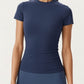 Short Sleeve Fitted Active T Shirt with Crew Neck and Stretch Performance Fabric