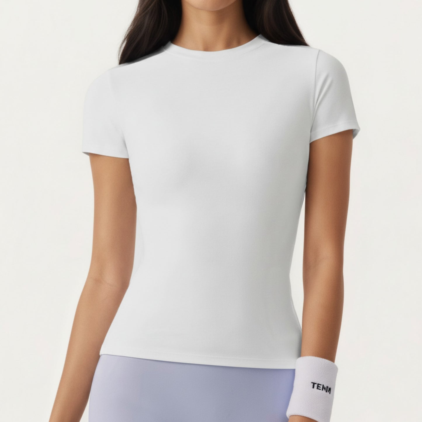Short Sleeve Fitted Active T Shirt with Crew Neck and Stretch Performance Fabric