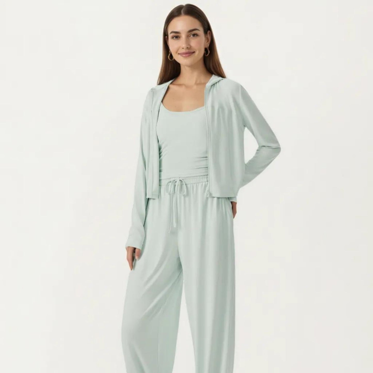3-Piece Activewear Set with Sleeveless Tank Cropped Jacket and Drawstring Athletic Pants