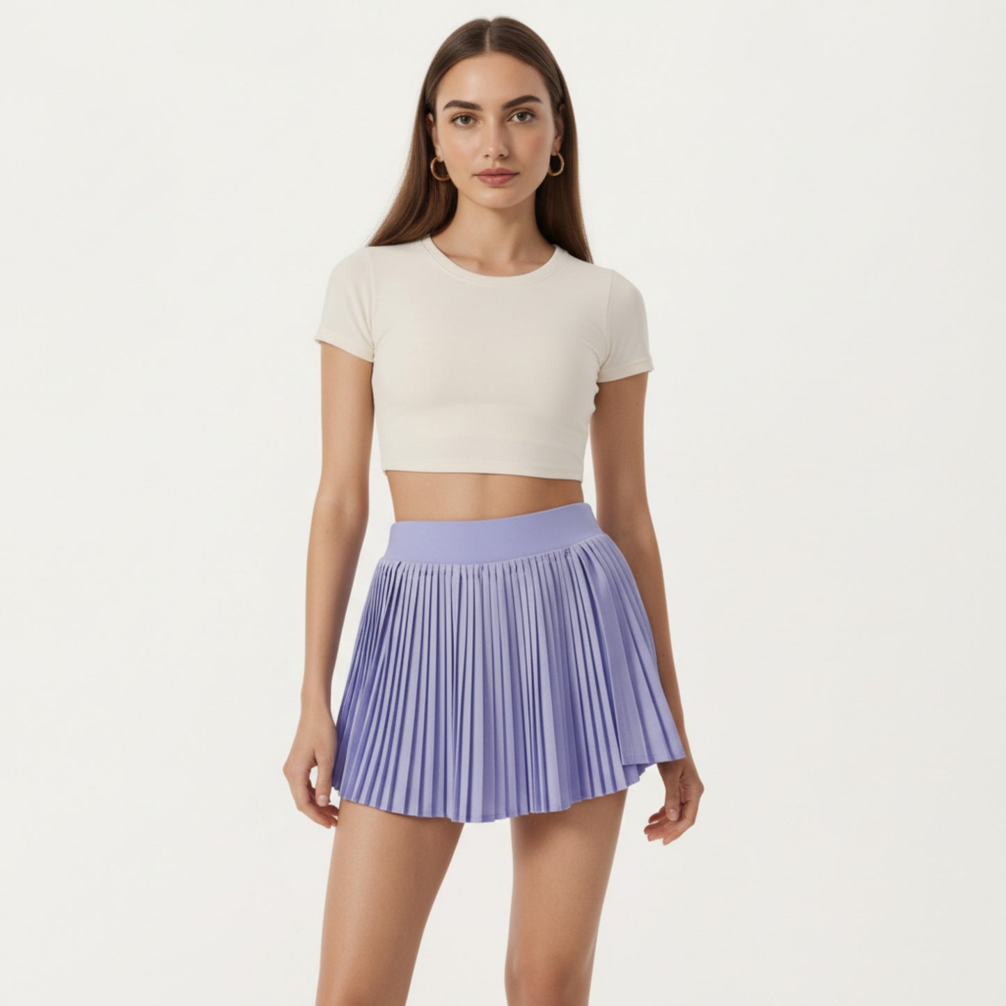 Short Sleeve Cropped Top with Open Back Cutout and Stretch Fit
