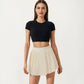 Short Sleeve Cropped Top with Open Back Cutout and Stretch Fit