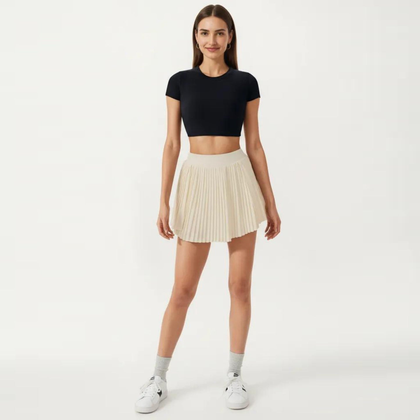 Short Sleeve Cropped Top with Open Back Cutout and Stretch Fit