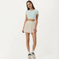 Short Sleeve Cropped Top with Open Back Cutout and Stretch Fit