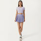 Short Sleeve Cropped Top with Open Back Cutout and Stretch Fit