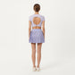 Short Sleeve Cropped Top with Open Back Cutout and Stretch Fit