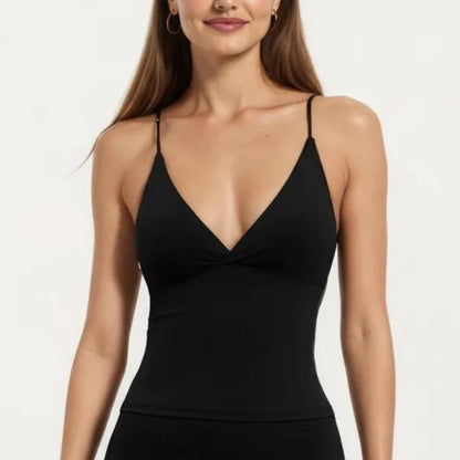 Seamless Active Tank Top with Adjustable Spaghetti Straps and Light Support Built In Bra