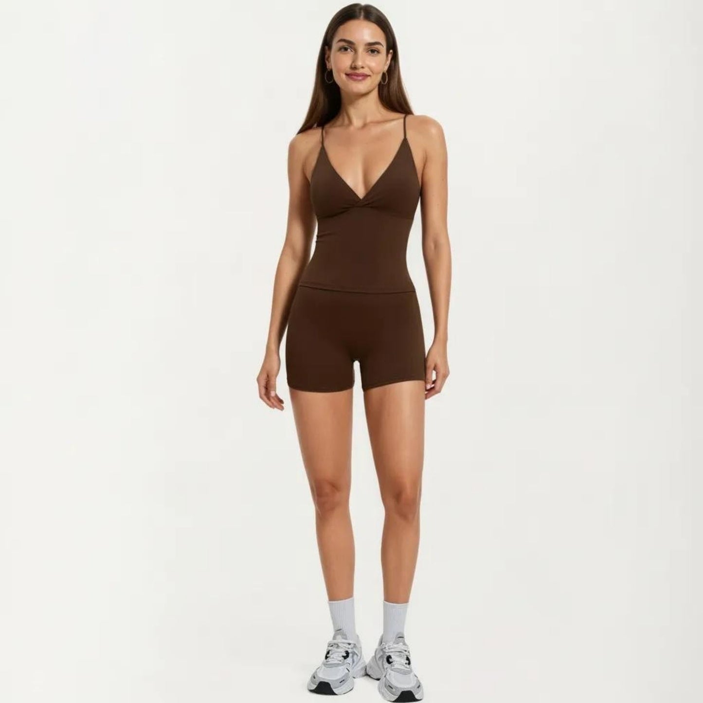 Seamless Active Tank Top with Adjustable Spaghetti Straps and Light Support Built In Bra