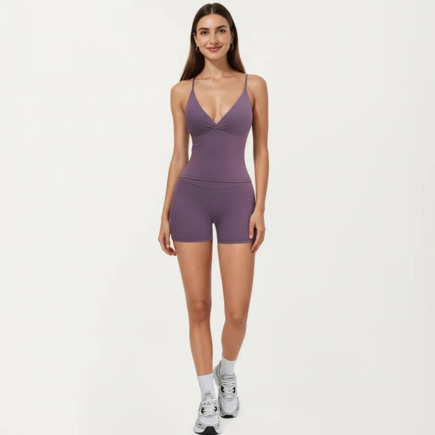 Seamless Active Tank Top with Adjustable Spaghetti Straps and Light Support Built In Bra