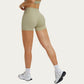 High Waist Crossover Workout Biker Shorts Stretch Athletic Yoga Shorts for Training Fitness