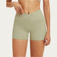 High Waist Crossover Workout Biker Shorts Stretch Athletic Yoga Shorts for Training Fitness